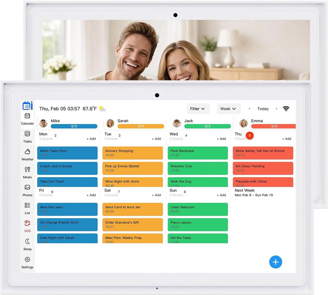 Digital Calendar Touchscreen, Smart Family Electronic Calendar and Digital Picture Frame - Digital Wall Planner with Schedule, Chore Chart, Meal Planner, Tasks, Wall & Desk Display - 10.1''