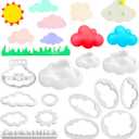 14 Pieces Cloud Shape Mold Set Cloud Cookie Cutters 3D Cloud Silicone Molds Fondant Cloud Cutter Cake Mold Fondant Cutter