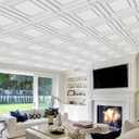 LEVOWAY 12-Pack PVC Drop Ceiling Tiles, 24 x 24in White 2'x2' Glue Up Ceiling Panel Cover 48 Sq.Ft