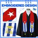 Embroidered Graduation Stole Class of 2026, Flag Graduation Sash with Gift Box, 75" in Length