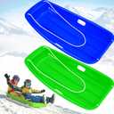 Snow Sled, Sleds for Kids and Adult - 35" Downhill Sprinter Heavy Duty Toboggan Sled for 1-2 Rider with 2 Handles and Pull Ropes, Ultimate Snow Fun for Kids Outdoor Winter Sledding Gift