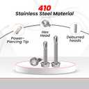 3 x Hex Head Self Tapping Screws for MetalStainless Steel 410 Pack of 60 (#8x1/2, #8x3/4,#8x1,#10x1,#10x1-1/2)5 Sizes Self Drilling Screws Sheet Metal Screws Corrosion & Wear Resistant (Silver)