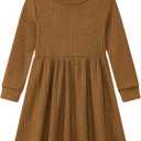 Vieille Toddler Baby Girls Fall Clothes Soft Knit Turtleneck Sweater Dress Long Sleeve Winter Outfits 2-6 Years (Brown)