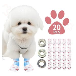 Disposable Dog Booties for Dog Cats, Pet Booties Waterproof and Breathable with Adjustable Bandage,Unstoppable Paw Protectors for Dogs Cats, 20 Counts(S)