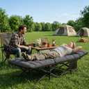 ABORON Oversized Camping Cot for Adults, 900 lbs Heavy Duty Folding Camping Bed with Mattress Pad, 78 x 32 in XXL Outdoor Cot, 1200D Oxford Portable Sleeping Cot with Carry Bag for Camping, 78 x 32 x 18 inches