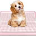 Dog Pee Pad Holder Tray, Puppy Potty Training, 22.5"x16.5", PP Plastic, Snap Lock, 4 Colors (Pink)