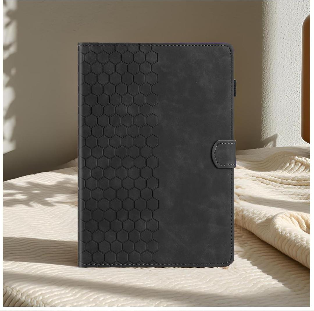 DTangLsm for iPad A16 Case iPad 11th Generation Case 11-inch 2025, iPad 10th Generation Case 10.9-inch 2022, Smart PU Leather Folio Stand Cover with Pencil Holder, Auto Wake/Sleep, Honeycomb Black