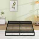 EMODA 7 Inch Queen Bed Frame No Box Spring Needed Heavy Duty Metal Platform BedFrame Queen Size with Steel Slats, Easy Assembly, Black