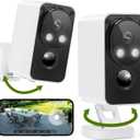 Security Cameras Wireless Outdoor 180 Pan Rotate 2K Color Night Vision Cameras for Home Security Motion Detection Siren 2-Way Talk Battery Powered IP65 Waterproof 2.4GHz WiFi Cloud/SD Storage 2-Pack (White)