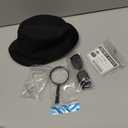 WETEPUXI 5 Pcs Detective Costume Set Secret Agent Cosplay Outfit Accessories Kit Includes Detective Hat Sunglasses Earpiece Magnifying Glass