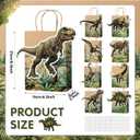 Resurhang 24 Set Dinosaur Party Favors Bags with 48 Theme Card Stickers Cute Dino Goodie Treat Gift Bags with Handles for Dinosaur Birthday Baby Shower Party Supplies Decor