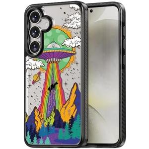 Rosarnnah Compatible for Samsung Galaxy S25 Case Cute Aesthetic - Durable Shockproof 6.6 ft Drop Impact Phone Case Cover with Funny Fashion UFO Design 6.2" Black