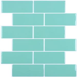 CHIHUT 16 Sheets Aqua Green Peel and Stick Backsplash for Kitchen Renter Friendly Self Adhesive Back Splash Stick on Tiles for Bathroom Shower Walls 12''x12'' 3D Marble Wall Tiles for Fireplace