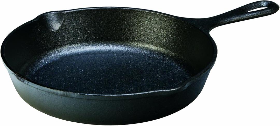 Lodge 9 Inch Cast Iron Pre-Seasoned Skillet  Signature Teardrop Handle - Use in the Oven, on the Stove, on the Grill, or Over a Campfire, Black