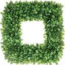 24 Inch Large Boxwood Wreath, Spring Summer Artificial Green Wreaths for Front Door Farmhous Wedding Window Hanging Wall All Year Round Indoor & Outdoor St Patrick's Day Decor