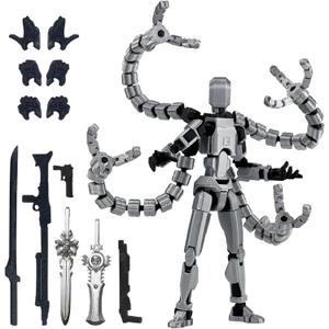 7.2 Inch T13 Assembly Completed Action Figure Accessories,T13 Multi-Jointed Movable,for Collectors Desktop Decorations t-13 Movability 3D Printed Toys (Gray)