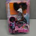 Barbie Doll with Wheelchair and Ramp, Kids Toys, Barbie Fashionistas, Curly Black Hair, Rainbow Heart Romper, Clothes and Accessories