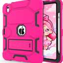 CCMAO Case for iPad 11-inch (A16) 2025/ iPad 10th Generation 2022 (10.9 Inch) with Durable Kickstand, Pencil Holder, Hybrid Heavy Duty Shockproof Protective Case for iPad 11/10 Gen, Pink+Black