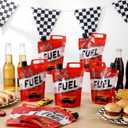 Jingmore 50 Pcs Race Car Fuel Can Drink Pouches with Funnels 15 oz Gas Fuel Can Juice Bag Racing Favor Birthday Party Decorations Supplies for Racing Car Theme Party