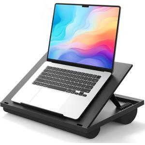 Adjustable Laptop Stand with 8 Angles - Dual Cushion Desk for Sofa, Bed, Car or Work Table by HUANUO (11"D x 14.8"W x 5"H, Black)
