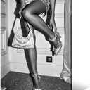 High Fashion Poster Trendy Black and White Wall Art Retro Girl Room Decor Luxury Feminist Canvas Prints Beautiful Chic Woman Picture for College Dorm Apartment Batchroom Bedroom Decor 12x16in Framed