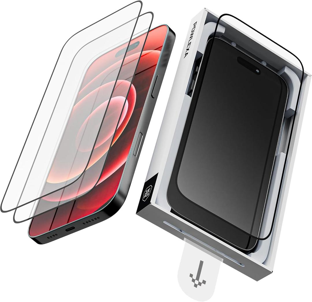 2 Pack Screen Protector for iPhone 17 Pro 6.3" 5X Stronger Tempered Glass 9H+ Hardness 12FT Military Grade Shatterproof HD Clear, Scratch Resistant Bubble-Free Installation Frame Case Friendly