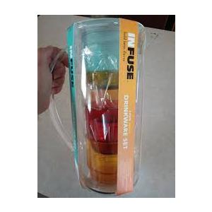 INFUSE 5 Piece Acrylic Pitcher & Glasses Drinkware Set 