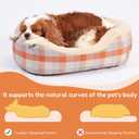 Dog Bed, Super Soft Calming Pet Bed with Pillow Edge, Suitable for Dogs Up to 25 lbs, 21'' x 17'', Orange and White