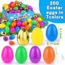 200 Pack 3.1" Fillable Easter Eggs with 6 Surprise Gold Eggs, Colorful Plastic Eggs for Easter Egg Hunts, Basket Stuffers Fillers, Party Favors, Classroom Rewards Prizes for Kids Toddlers Boys Girls