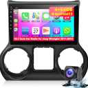 4+64GB Upgraded Car Stereo for Jeep Wrangler 2011 2012 2013 2014, 10.2 Inch Car Radio with Carplay&Android Auto Support GPS Navigation, Backup Camera,FM/RDS Radio, Bluetooth, IPS Touch Screen
