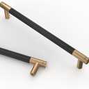Asidrama 10 Pack 6.3 Inch(160mm) Matte Black and Champagne Bronze Cabinet Pulls Knurled Cabinet Handles Cupboard Handles Kitchen Cabinet Hardware for Cupboard Drawer Pulls