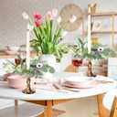 4 PCS Spring Flowers Taper Candle Rings Wreaths 1.38" Mini Spring Summer Floral Taper Candle Holder Wreaths Colorful Artificial Wildflowers Table Centerpieces Wreath for Church Home Wedding Decor