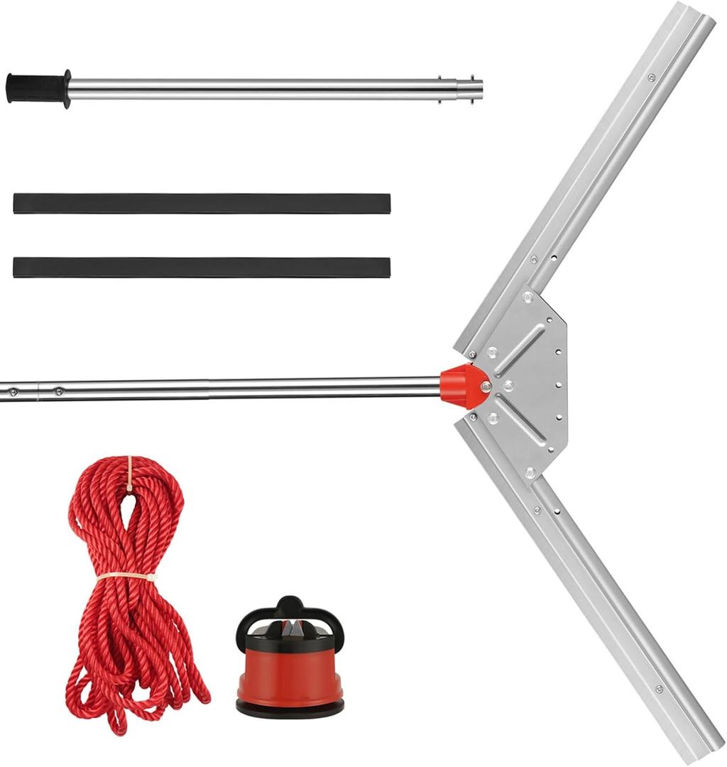 UBALANCE Pond Rake for Aquatic Weeds - Throwable Lake Weed Cutter, Sharp Blade with Cover, Lake Rake for Weeds 37" Cut, 59" Long Handle, 30FT Throw Line