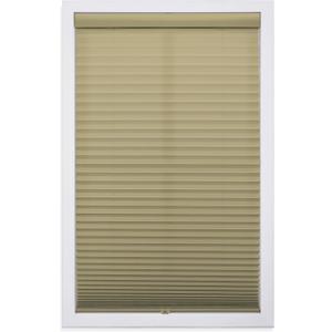 DEZ FURNISHINGS Cordless 1" Light Filtering Pleated Shade, Fabric, 28"W x 64"H, Camel