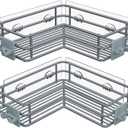 Nieifi Adhesive Corner Shower Caddy Shelf Basket Rack with Hooks, Rust Proof Stainless Steel Bathroom Shelf Shampoo Holder No Drilling (Gray) (Grey)