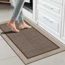 Kitchen Rugs and Mats, Washable Non-Skid Kitchen Mats for Floor, Large Runner Rugs for Kitchen Floor, Front of Sink, Hallway, Laundry Room (Brown, 17"x32")
