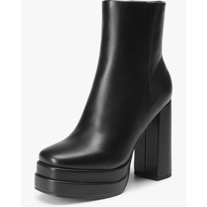 DREAM PAIRS Women's Platform Gogo Ankle Boots High Chunky Heels Square Toe Comfort Party Dress Booties Shoes for Women 8.5