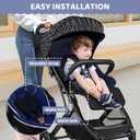 Infant Car Seat Insert,Baby Stroller Cushion for Newborn,Safety Seats and Baskets Insert-Reversible Universal Breathable and Soft Newborn Stroller Mat(Navy)