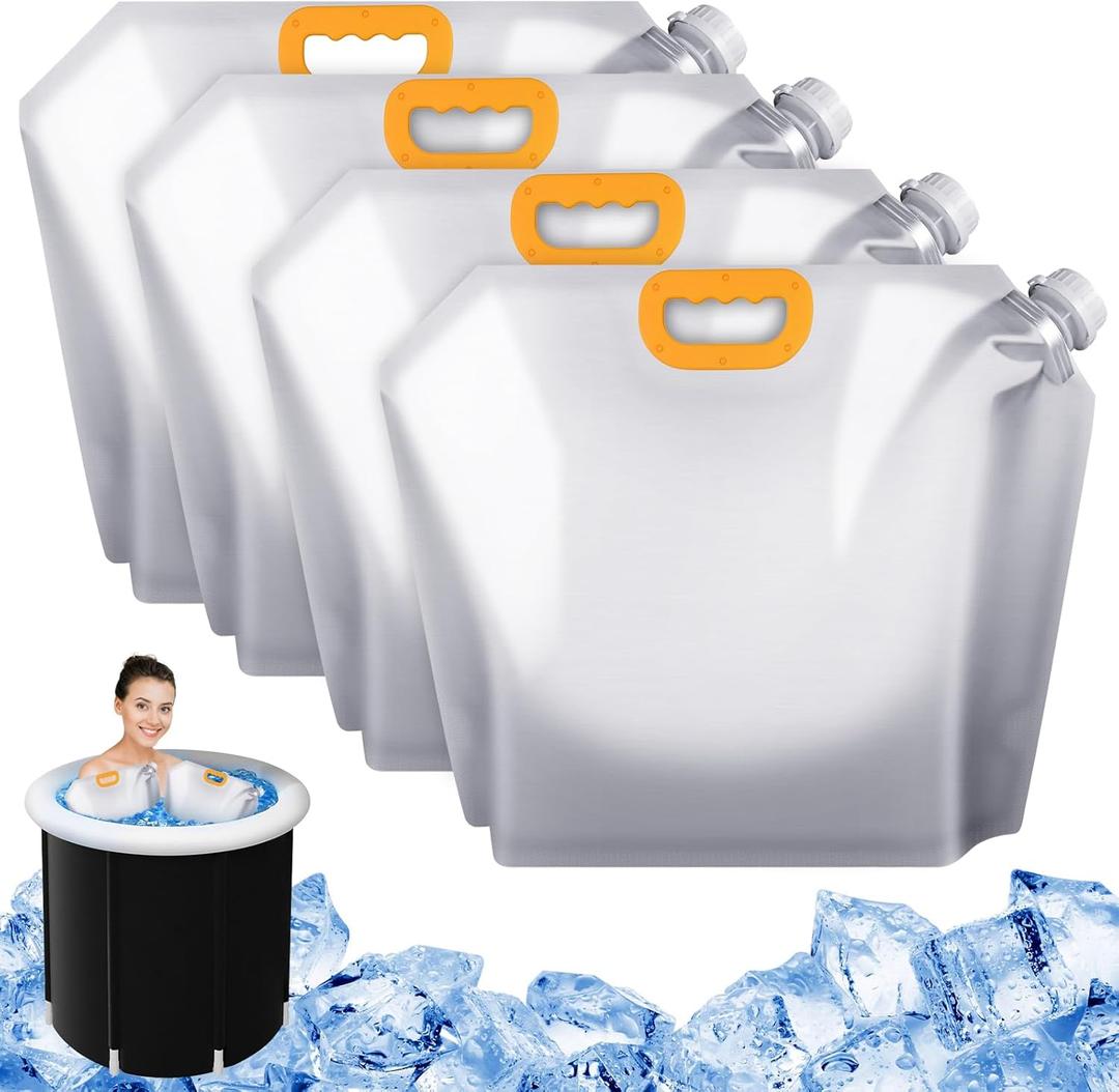 4 Pcs Ice Bath Bags Reusable, 10L Cold Plunge Ice Bags Portable Bathtub Freezer Water Bags Ice Bath Water Chiller Cold Plunge Tub Accessories Ice Barrel Cold Therapy