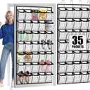 Aheroi 35 Pockets Large Over the Door Organizer, Breathable Mesh Pockets Shoe Organizer, Hanging Shoe Organizers Mesh Closet Shoe Holder Hanger Holds Up to 40 lbs, Space Saving Shoe Rack (White 35-1Pack)