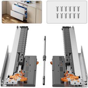 18 Inch Drawer Slides Soft Close Push to Open, Heavy Duty Undermount Concealed Rails for Kitchen, Pantry Storage Dresser TV Cabinet, Full Extension Bottom Mount Slides 100 lb Capacity, 1 Pair