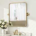Besdomus Bathroom Pivot Wall Mirror: 20"x30" Gold Vanity Tempered Mirrors