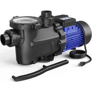 AQUASTRONG In/Above Ground Pool Pump, 1.5 HP Single Speed, 115V, with High Flow 8300GPH, Powerful Self Primming Swimming Pool Pumps with Filter Basket