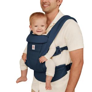 Ergobaby Omni Deluxe Baby Sling Carrier Newborn to Toddler - Breathable Baby Carriers for Summer - All-Position Carrier with Enhanced Lumbar Support & Airflow (7-45 Pounds), Cotton, Midnight Blue