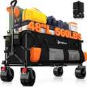 48" L Collapsible Wagon Cart Foldable, 560lbs Weight Capacity 300L Heavy Duty Folding Beach Wagons with Big All-Terrain Wheels, Utility Carts for Groceries, Shopping, Camping, Sports - Black