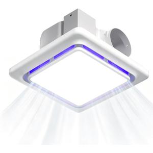 BSEED 14" Bathroom Exhaust Fan with 6500K LED Light, 120 CFM 1.0 Sone Ultra Quiet Ceiling Ventilation Fan, Energy Saving Household Bath Vent Fan, 11''x11'' Mount-FCC Certified