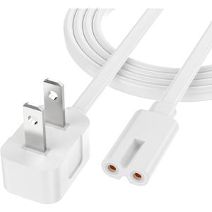 AGVEE 5ft 90 Degree Power Cord for Sony PS5/PS3 Slim, Xbox Series S/X, Xbox One S/X, 2 Prong C7 Universal TV Power Cable Replacement, Sleek Minimalist Design, White