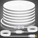 Cool White Neon Rope Lights, Flexible 120V LED Light Strip, SMD2835 120LEDs/M Outdoor Waterproof Plug & Play Neon Lighting with 2M UL Plug for Home Building Commercial Decor, 30M/98.4Ft