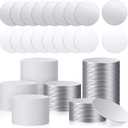 50 Set Sublimation Blank Aluminum Stickers Set 1 Inch Round Blank Bezel Pendant Tray Aluminum Sheet, Includes Sublimation Blank Discs and Double Side Tapes for Personalized Photo Jewelry Making DIY