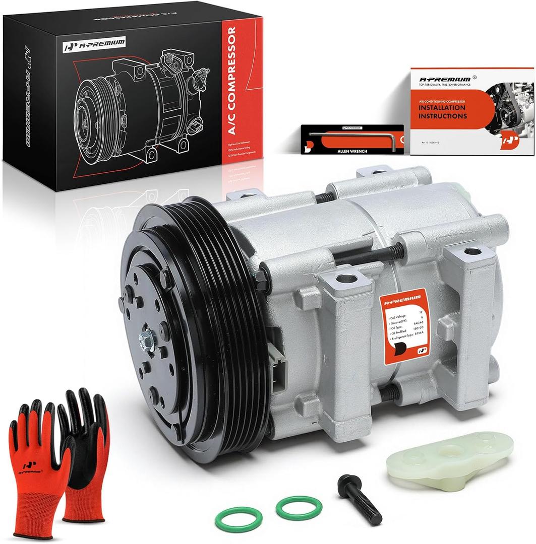 A-Premium A/C Compressor with Clutch Compatible with Ford Focus 2.0L 2000-2002, for DOHC model Only, Not fit SOHC model